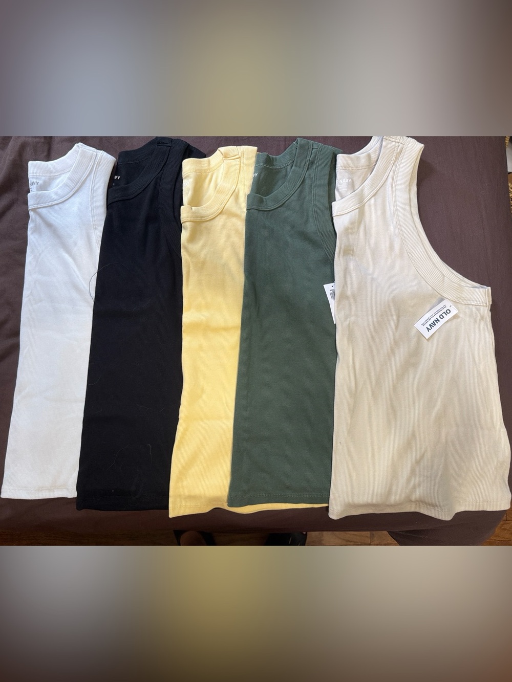 Old Navy Snug Crop Ribbed Tank Tops - White, Black, Yellow, Green, Cream